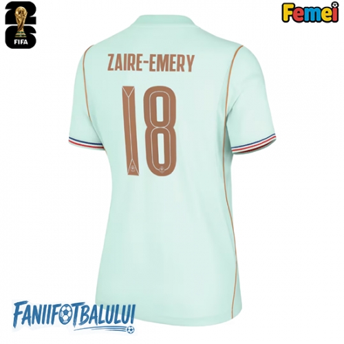 Franța Warren Zaire-Emery #18 Echipament de Fotbal Replică Mondial 2026 Femei Deplasare Franța Warren Zaire-Emery #18 Echipament de Fotbal Replică Mondial 2026 Femei Deplasare